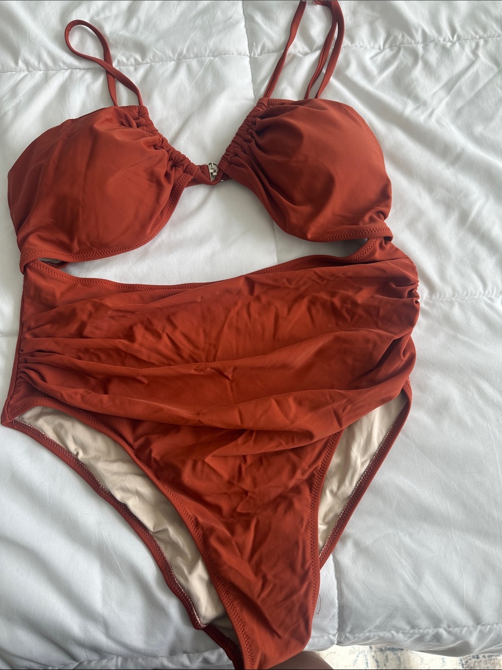 Rust Red Ruched Two-Piece Bikini Set
